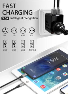 URbazaar Universal Travel Adapter Type C - International Travel Adapter Plug with Smart Power US EU AU UK - Travel Adapter Worldwide Plug Adapter with 3 USB Charging Port and 1 USB Type C  - Image 2