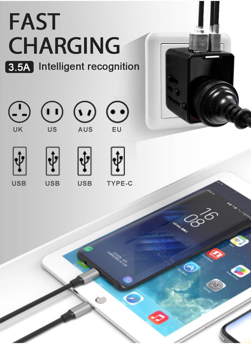 URbazaar - Universal Travel Adapter Type C - International Travel Adapter Plug with Smart Power US EU AU UK - Travel Adapter Worldwide Plug Adapter with 3 USB Charging Port and 1 USB Type C - Image 1