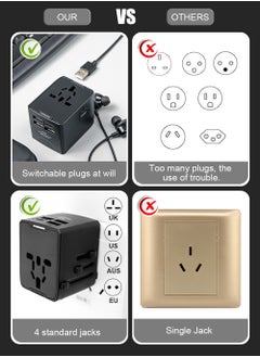 URbazaar Universal Travel Adapter Type C - International Travel Adapter Plug with Smart Power US EU AU UK - Travel Adapter Worldwide Plug Adapter with 3 USB Charging Port and 1 USB Type C  - Image 3