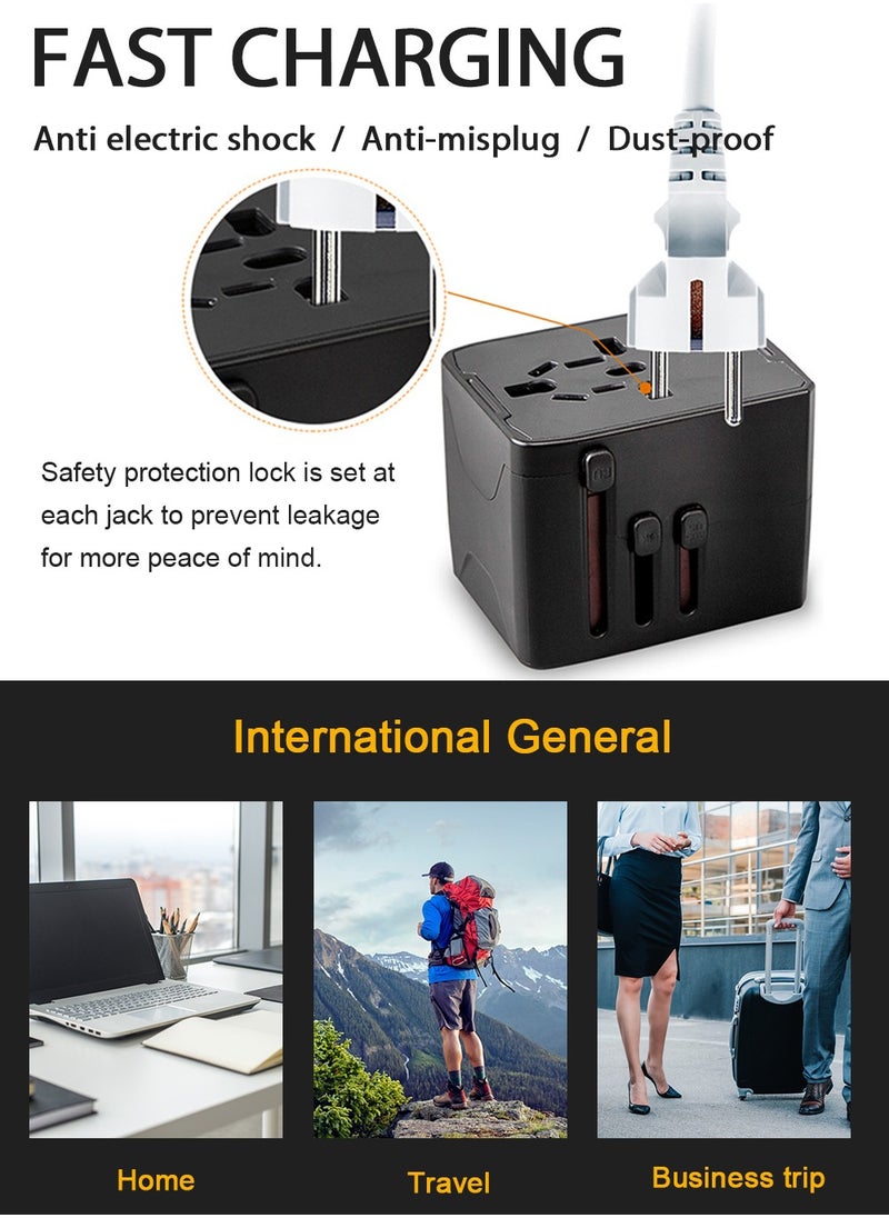 URbazaar - Universal Travel Adapter Type C - International Travel Adapter Plug with Smart Power US EU AU UK - Travel Adapter Worldwide Plug Adapter with 3 USB Charging Port and 1 USB Type C - Image 1