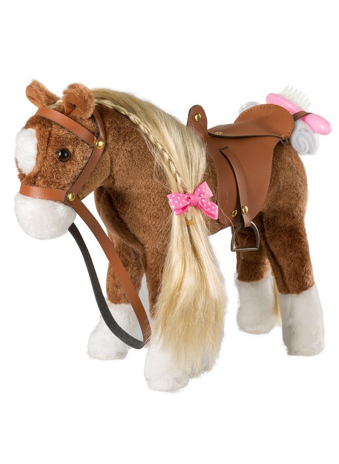 HollyHOME - Horse Stuffed Animal Cute Pony Plush Pretend Play Horse Toys For Girls And Horse Lovers 11 Inches Brown - Image 1