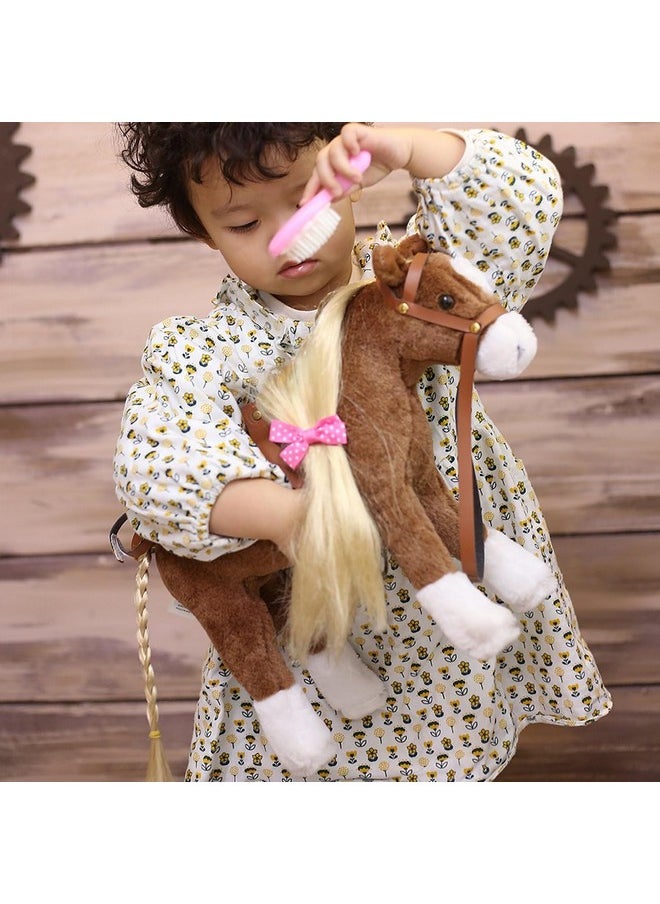 HollyHOME - Horse Stuffed Animal Cute Pony Plush Pretend Play Horse Toys For Girls And Horse Lovers 11 Inches Brown - Image 1