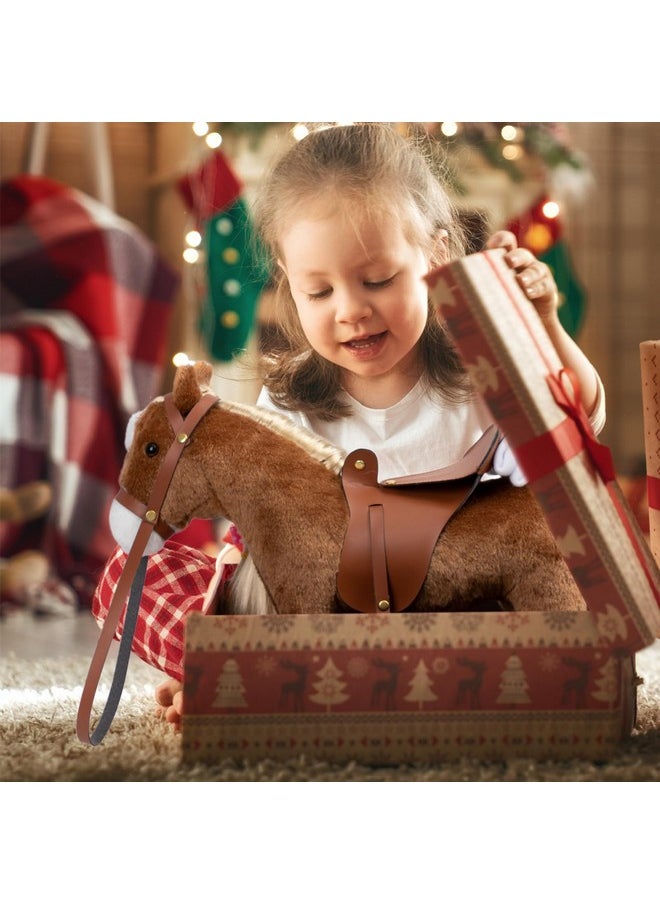 HollyHOME - Horse Stuffed Animal Cute Pony Plush Pretend Play Horse Toys For Girls And Horse Lovers 11 Inches Brown - Image 1