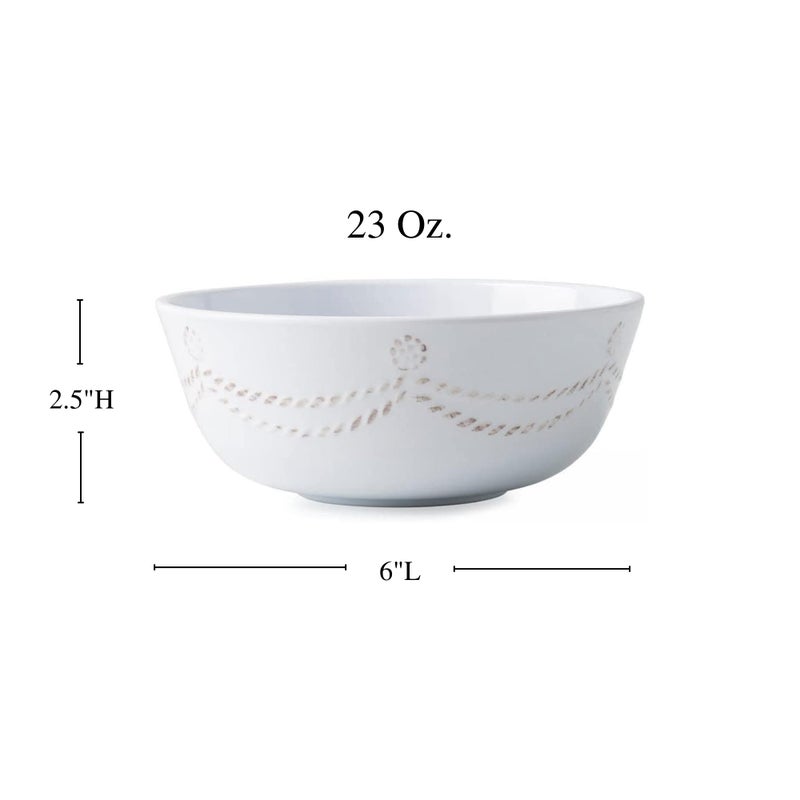 Juliska Berry & Thread Melamine Cereal Bowl - Whitewash Serving Bowl 6 in  Melamine Bowl - Unbreakable  White Melamine  Embossed Serving Bowl - Image 2