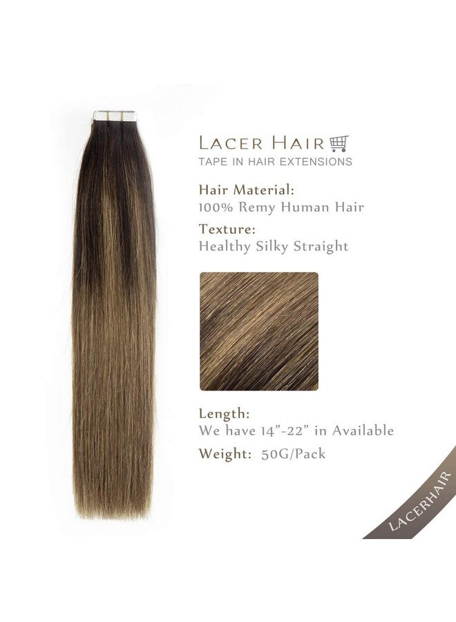 Lacer Hair Human Hair Tape In Extensions Darkest Brown 2 Remy Tape In Hair Extensions Invisible Balayage Tape In Natural Human Hair Chestnut Brown 6 12Inch 30G 20Pcs - Image 2
