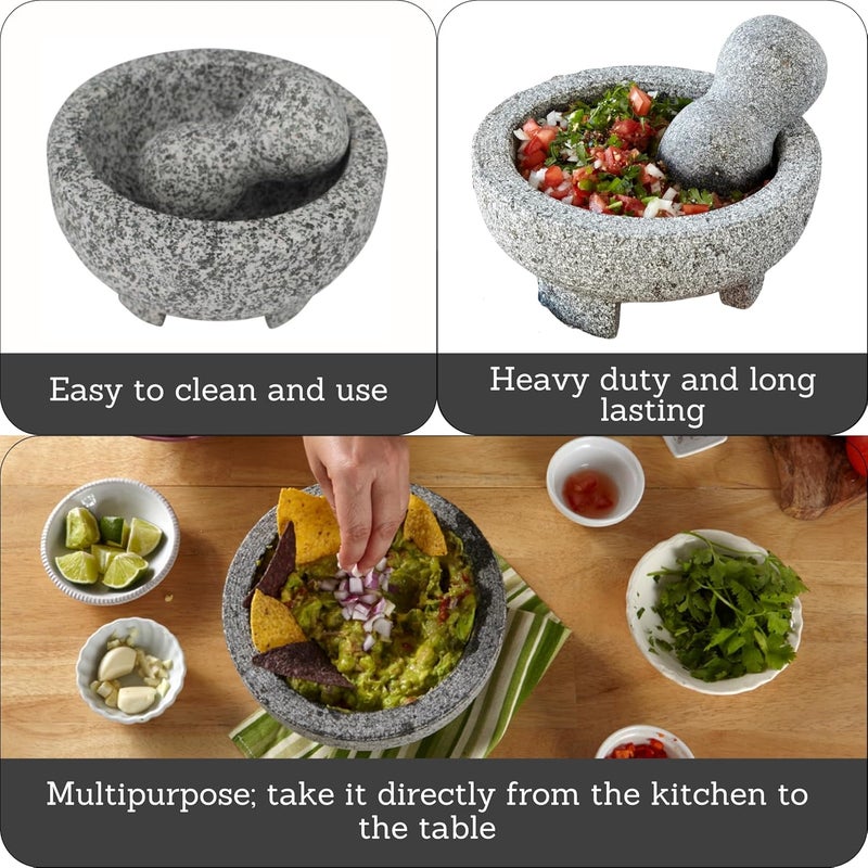 Imusa USA Granite Molcajete Spice Grinder 6-Inch, Gray - Image 2