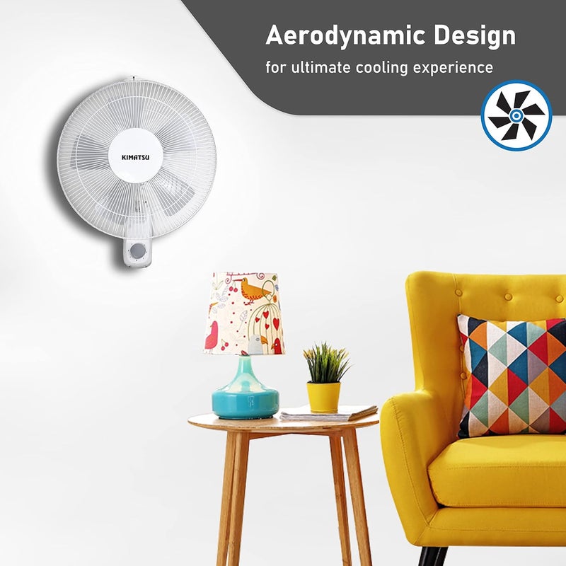 KIMATSU KIMATSU Aura High Speed Wall Fan for Cooling with Automatic Oscillation 400 mm 60W White  - Image 4