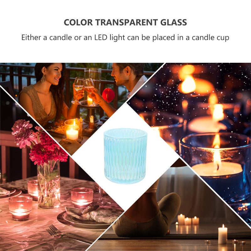 Embossed Cup Shape Glass Candlestick Dining Table DIY Scented Candle Cup Home Decor - Image 5