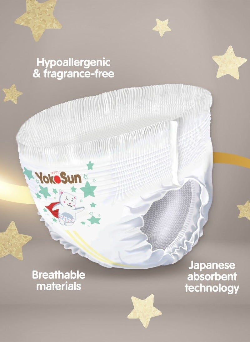 YokoSun Premium Baby Diaper Pants, Size 4 / L (9-14 kg), 44 pcs – Ultra-Soft, Hypoallergenic Nappies, Japanese Quality for Baby Skin Care, Leakproof with 12-Hour Dryness Protection - Image 4