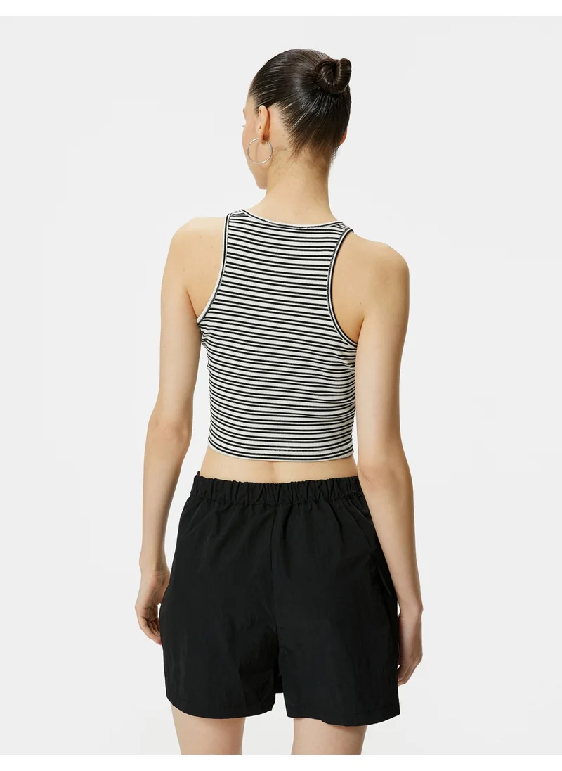 KOTON Crop Undershirt Printed U Neck Cotton