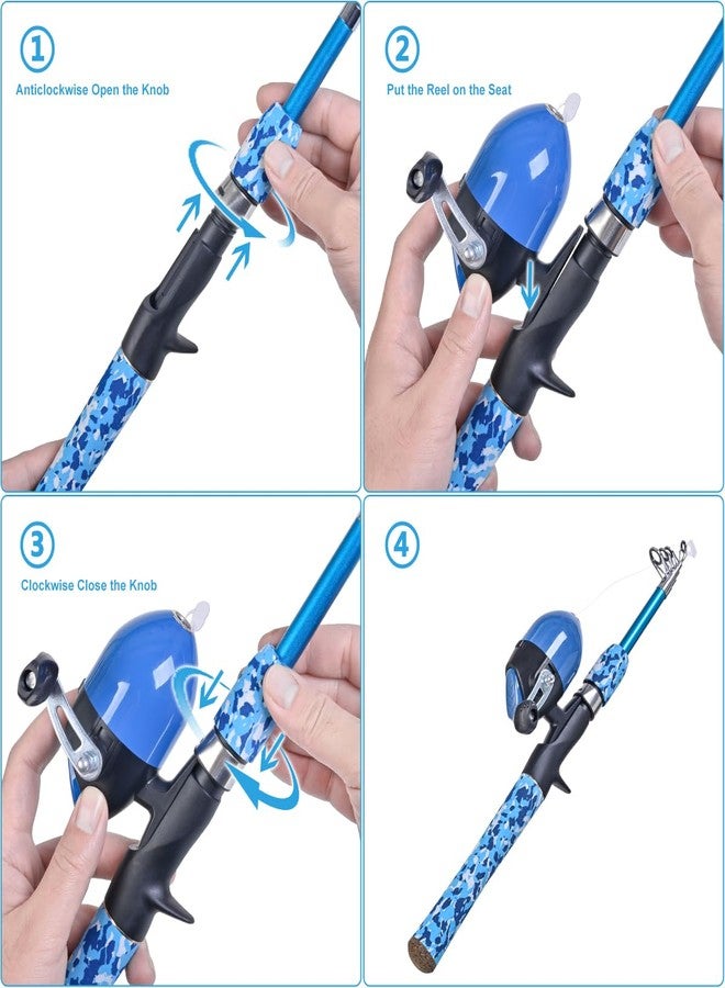 CODEK Kids Fishing Pole Set with Full Starter Kits 2 Set Portable Telescopic Fishing Rod and Reel Cambos for Boys Girls Toddler Youth Age Beginner Little Children Junior Anglers - Image 3