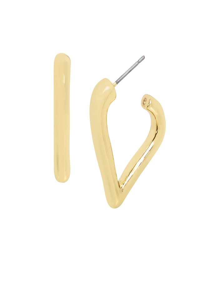 Robert Lee Morris Soho Womens Heart Hoop Earrings, Gold 5 - Image 1