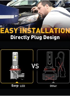 Garlo H8/H9/H11 LED Headlight Bulbs 12000lm Per Set 6500K Cool White Wireless H8 H9 Headlight LED Bulb, Pack of 2  - Image 4