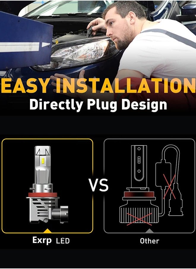 جارلو H8 / H9 / H11 المصابيح الأمامية LED 12000lm لكل مجموعة 6500K بارد الأبيض اللاسلكي H8 H9 المصابيح الأمامية LED المصابيح ، حزمة من 2  - Image 4
