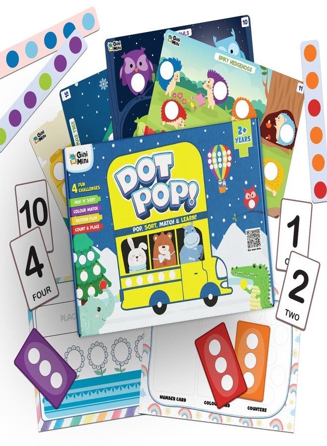 GiniMini DOT POP! Activity Kit for Kids 2-5 | 150+ Elements | Colour, Counting, Sorting & Matching Games | Early Learning, Motor Skills | Reusable, Mess-Free & Screen-Free Fun (DOT & Shape Combo) - Image 2