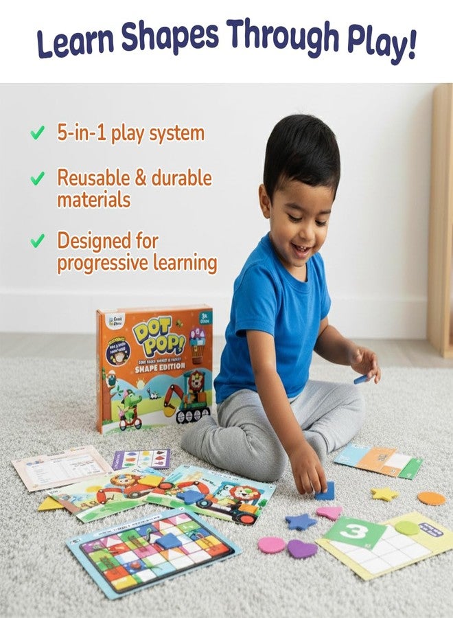 GiniMini DOT POP! Activity Kit for Kids 2-5 | 150+ Elements | Colour, Counting, Sorting & Matching Games | Early Learning, Motor Skills | Reusable, Mess-Free & Screen-Free Fun (DOT & Shape Combo) - Image 4