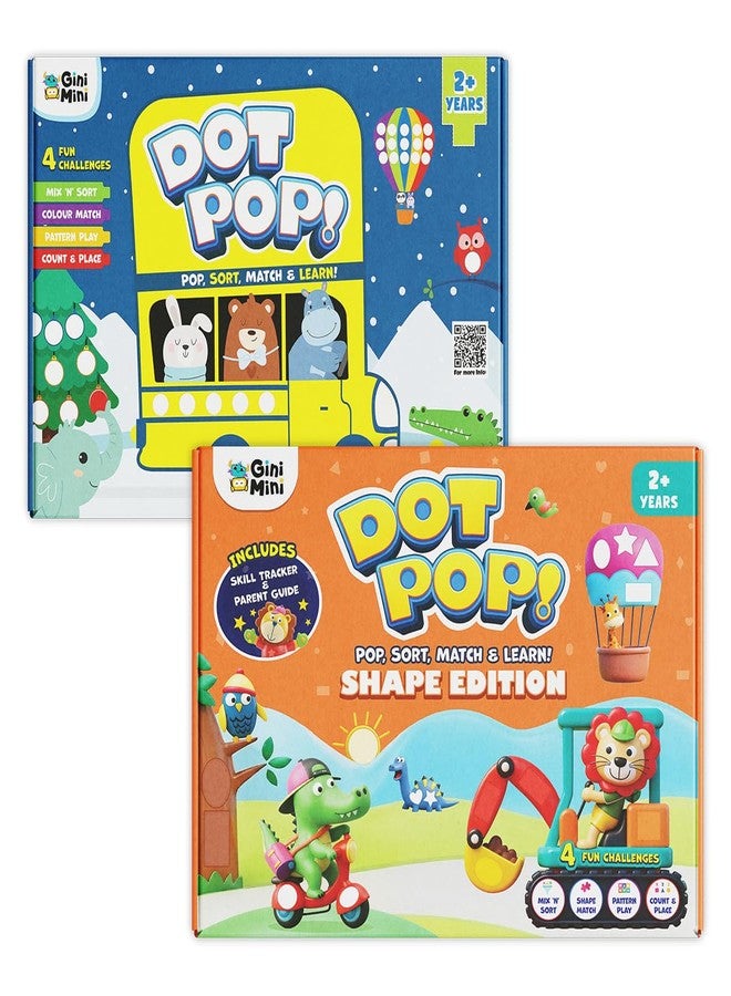 GiniMini DOT POP! Activity Kit for Kids 2-5 | 150+ Elements | Colour, Counting, Sorting & Matching Games | Early Learning, Motor Skills | Reusable, Mess-Free & Screen-Free Fun (DOT & Shape Combo) - Image 1