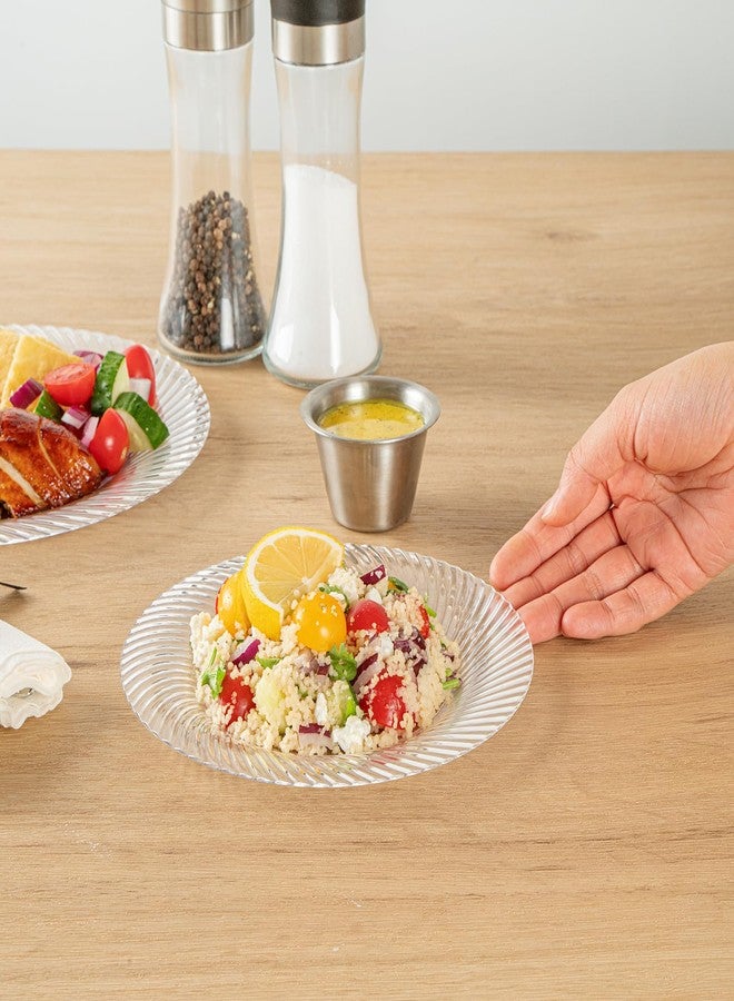 Restaurantware أطباق مطاعم موديرنا القابلة للتصرف بحجم 7 بوصات - 40 طبق بلاستيكي دائري للحفلات - أطباق عشاء بلاستيكية شفافة ثقيلة الوزن بنمط موجي للأطعمة الساخنة والباردة مثالية للمقاهي - Image 4