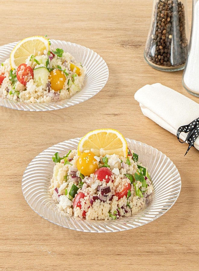 Restaurantware أطباق مطاعم موديرنا القابلة للتصرف بحجم 7 بوصات - 40 طبق بلاستيكي دائري للحفلات - أطباق عشاء بلاستيكية شفافة ثقيلة الوزن بنمط موجي للأطعمة الساخنة والباردة مثالية للمقاهي - Image 3