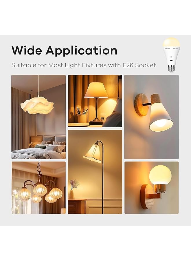 Generic USB C Rechargeable Light Bulb with Remote Control 7W Battery Powered Light Bulbs E27 Touch Control Dimmable LED Bulb Outdoor Camping Emergency Light Bulb with Hook Warm White Light/2 Pack  - Image 5