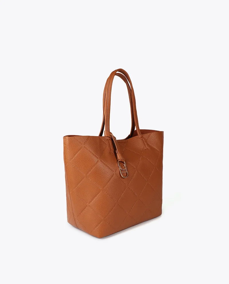 Lola Casademunt Faux Leather Monogram Shopper with Oval Logo Charm