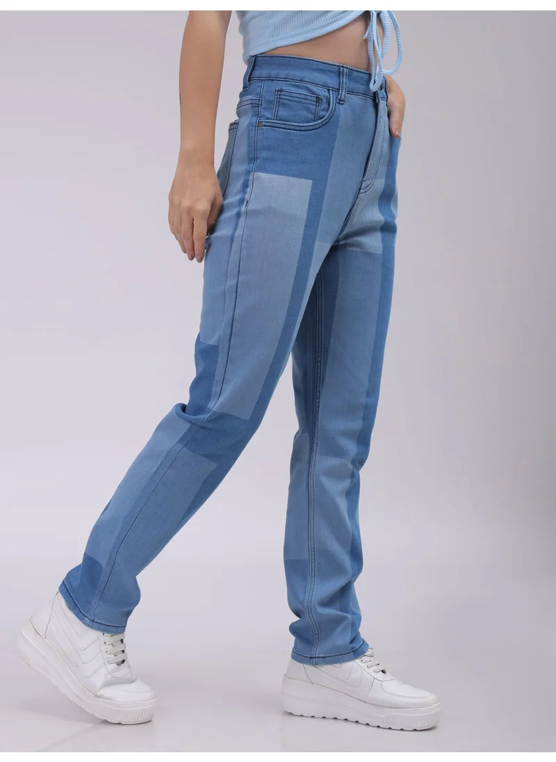 مرفوعة Women Straight Blue Jeans