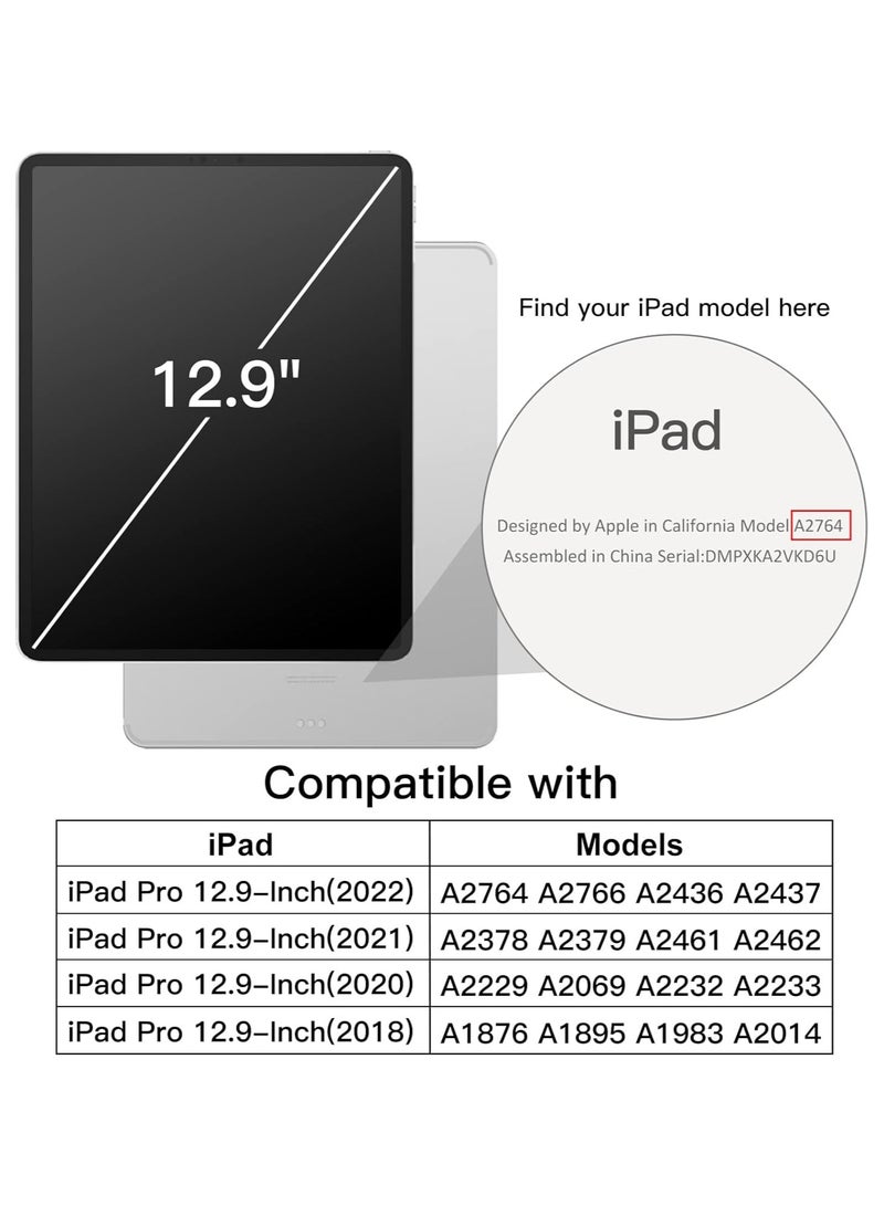 DUSALA Case for iPad Pro 12.9-Inch (2022/2021/2020/2018) with Pencil Holder, Slim Stand Protective Cover with Clear Transparent Back Shell for iPad Pro 12.9 inch Tablet, Support Auto Wake/Sleep, (Black) - Image 2