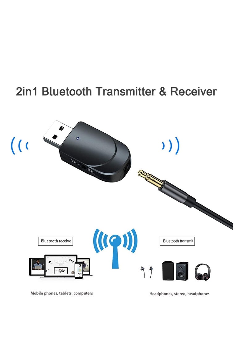 SYOSI - Bluetooth 5.0 Adapter, Aux to Bluetooth Converter, Usb to Bluetooth Receiver, Plug and Play Bluetooth, Bluetooth Transmitter Receiver, Bluetooth Audio Connectivity, USB Audio Receiver, for Pc/Tv/Car - Image 1