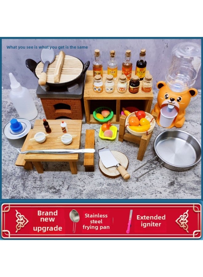 Internet Celebrating Small Kitchen Cooking Full Set Toys For Cooking Mini Real Edition Children's Stove Miniature Edible Cookware-Color:Upgrade Special Package T4 - Image 1