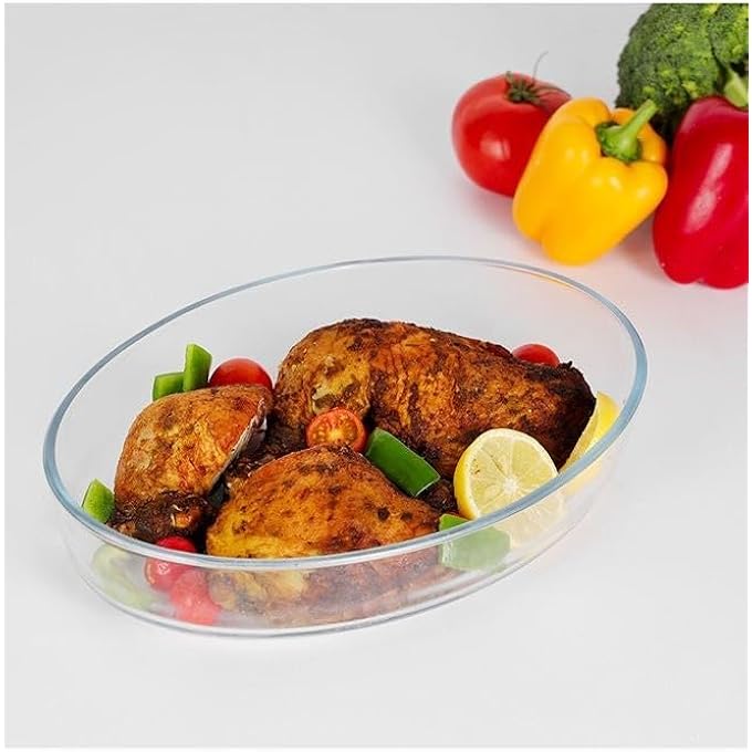 rayihni Dc2276 Borosilicate Oval Baking Dish For Cooking Oblong 2000 Ml Capacity Tranparent - Image 4