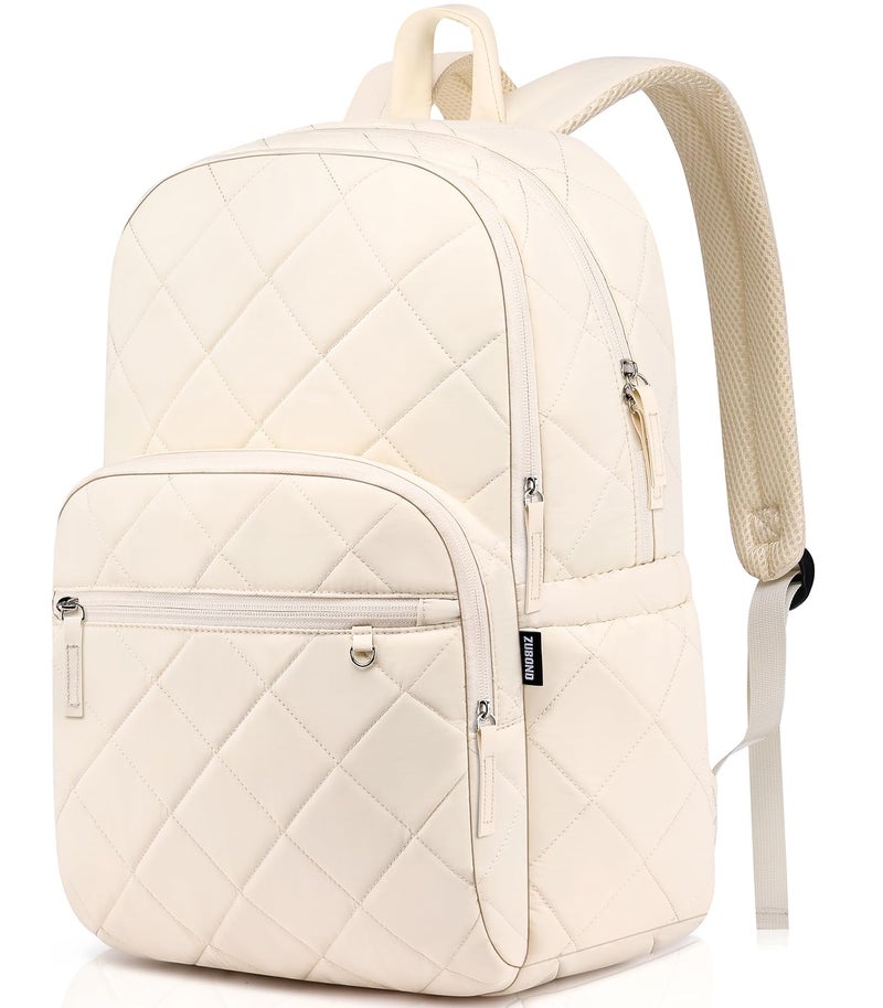 ZUBOND Backpack for Women, Quilted Puffer Casual Daypack, College School Backpack for Girls, Water-Resistant Bookbag for 15.6 Inch Laptop - Image 1