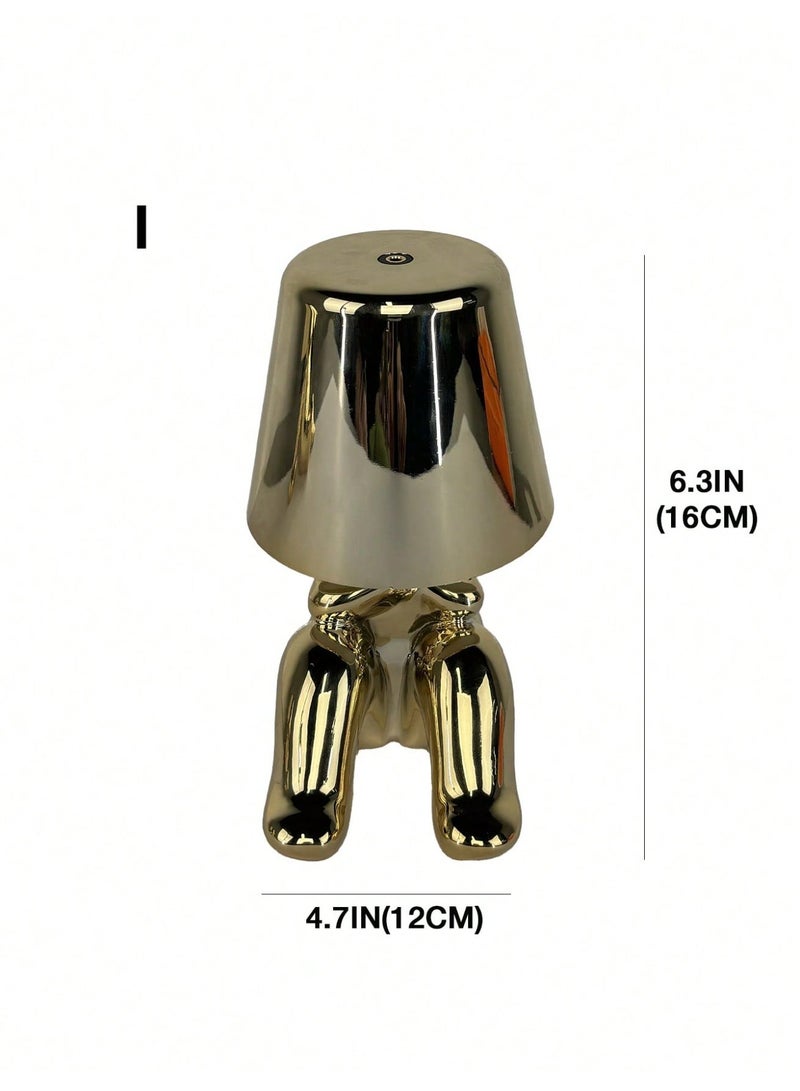 Little Golden Man Night Light, Cordless LED Table Lamp with Touch Sensor, 3-Level Dimming  Rechargeable Battery, Creative Decorative Desk Light for Home Office, Bedroom, Living Room, Unique Gift for Friends - Image 2