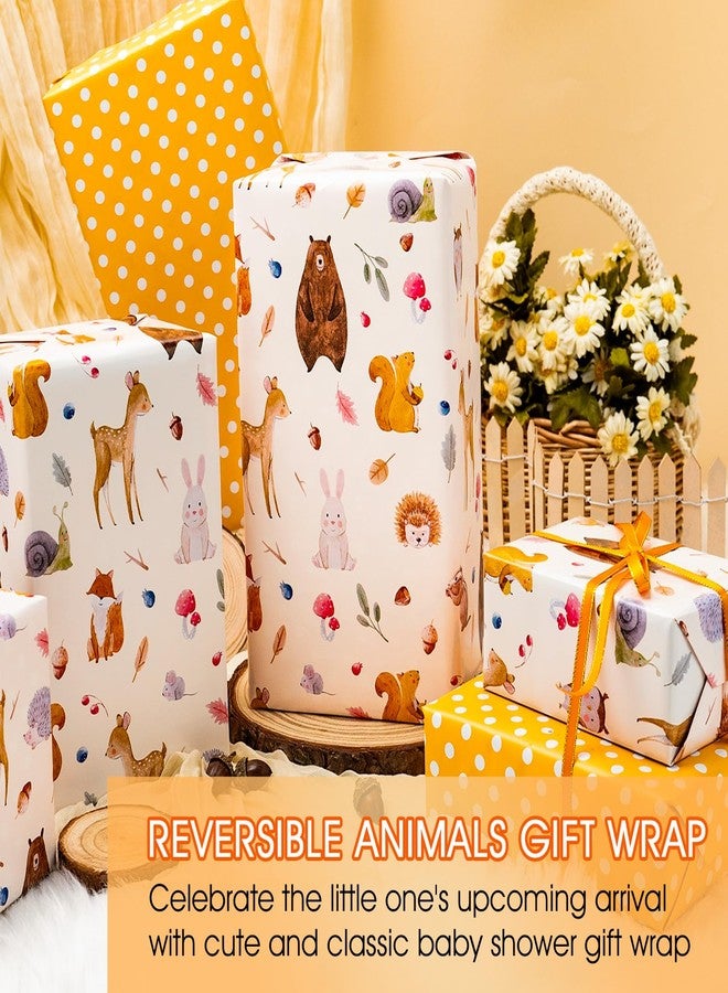 MAYPLUSS Baby Shower Wrapping Paper Neutral, Woodland Animal Wrapping Paper, Vintage Cream Squirrel, Deer, Bear & Branches Theme Kids Gift Wrap Paper for Birthday, Party (17Inch x 33Feet) - Image 2