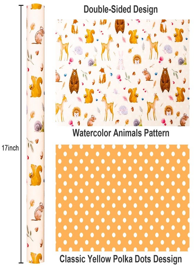 MAYPLUSS Baby Shower Wrapping Paper Neutral, Woodland Animal Wrapping Paper, Vintage Cream Squirrel, Deer, Bear & Branches Theme Kids Gift Wrap Paper for Birthday, Party (17Inch x 33Feet) - Image 3