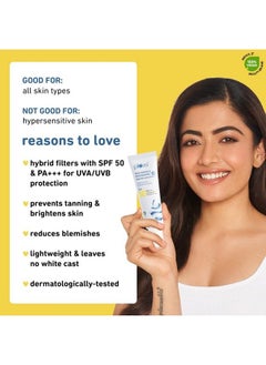 Plum 2% Niacinamide & Rice Water Hybrid Face Sunscreen With Spf 50 Pa+++; Protects & Brightens Skin; No White Cast; Reduces Blemishes; Nongreasy; Uva & Uvb Protection; All Skin Types; 50 G  - Image 3