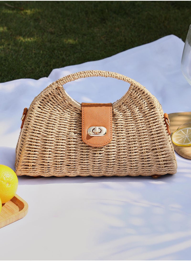 Haute Sauce - Solid Interlock Regular Cane Hand Bag For Women - Image 1