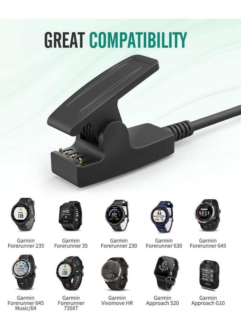 Charger for Garmin Forerunner 235/ 35/ 35J/ 64/ 230/ 630/ 645/ 645 Music/ 735XT/ Vivomove HR/ Approach S20/ G10/ Lily Watches ，Smart Watch Replacement Charger Charging Clip Sync Data Cable