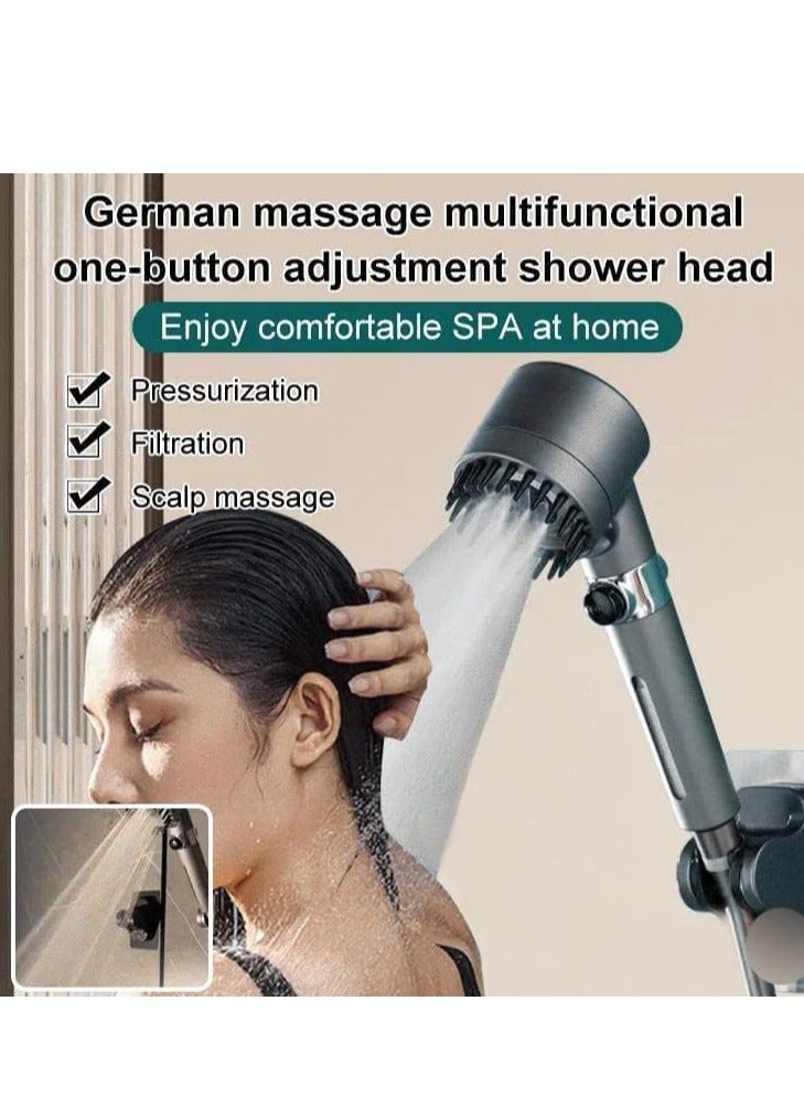 ELTRAZONE German Multifunctional Massage Shower Head Set – High Pressure Handheld Shower for Skin Care and Relaxation (Gray) - Image 3