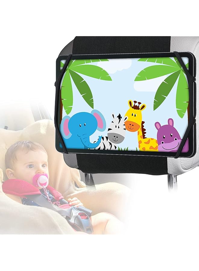 SYOSI Car Headrest Mount Holder, Car Tablet Holder Back Seat, Anti-Slip And Silicone Strap Holder, Net Universal Tablets Mount, Fits All, For Kids 360 Adjustable Tablets Holder - Image 1