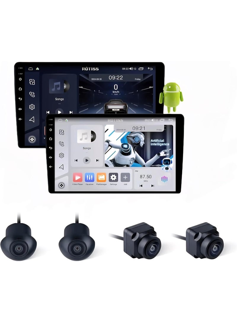 ليزارد نظام ليفارد أندرويد للسيارة بشاشة لمس 10 بوصة، كاميرا 360 درجة، بلوتوث، واي فاي، كار بلاي لاسلكي، أندرويد أوتو، ذاكرة 2GB + 32GB، راديو FM وملاحة GPS - Image 1