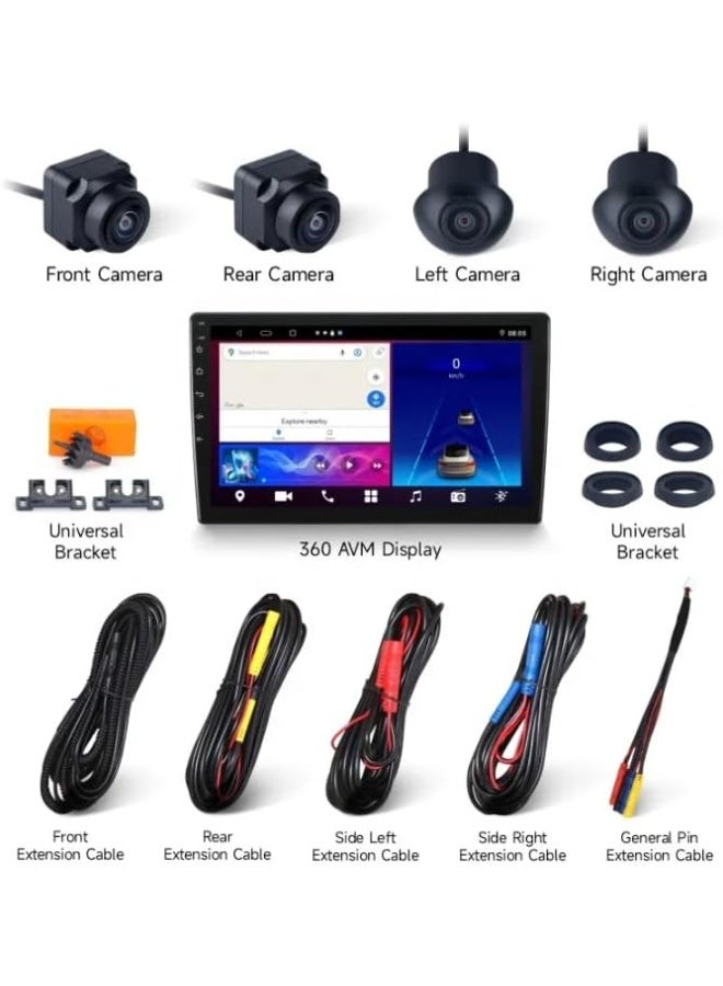 ليزارد نظام ليفارد أندرويد للسيارة بشاشة لمس 10 بوصة، كاميرا 360 درجة، بلوتوث، واي فاي، كار بلاي لاسلكي، أندرويد أوتو، ذاكرة 2GB + 32GB، راديو FM وملاحة GPS - Image 5