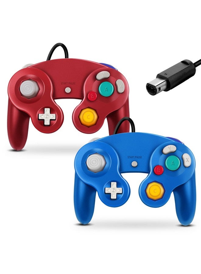 FIOTOK Gamecube Controller, Classic Wired Controller For Wii Nintendo Gamecube (Blue & Red 2Pack)  - Image 1