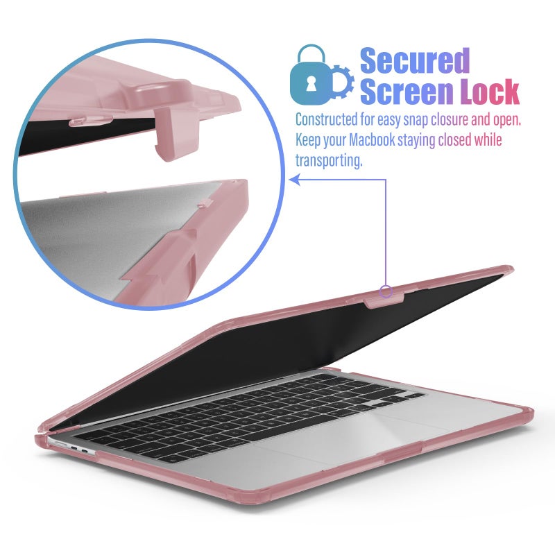 IBENZER Hexpact Protective MacBook Air 13 inch Case 2026 2025 2024 2023 2022 M4 A3240 M3 A3113 M2 A2681, Heavy Duty Case & KeyboardCover & ScreenFilm for Mac Air 13.6, Pinkish, HPE-KK-PKSH+2 - Image 4
