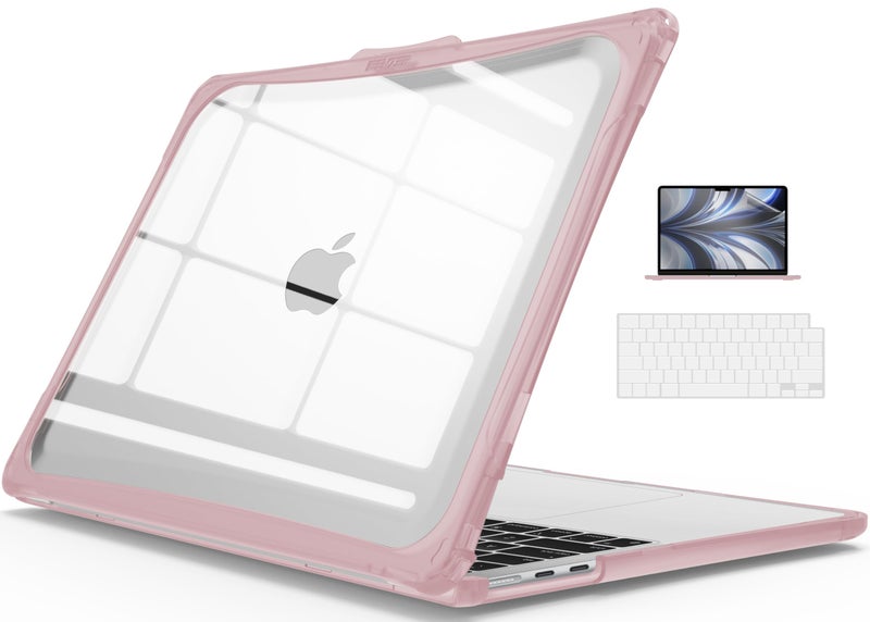 IBENZER Hexpact Protective MacBook Air 13 inch Case 2026 2025 2024 2023 2022 M4 A3240 M3 A3113 M2 A2681, Heavy Duty Case & KeyboardCover & ScreenFilm for Mac Air 13.6, Pinkish, HPE-KK-PKSH+2 - Image 1