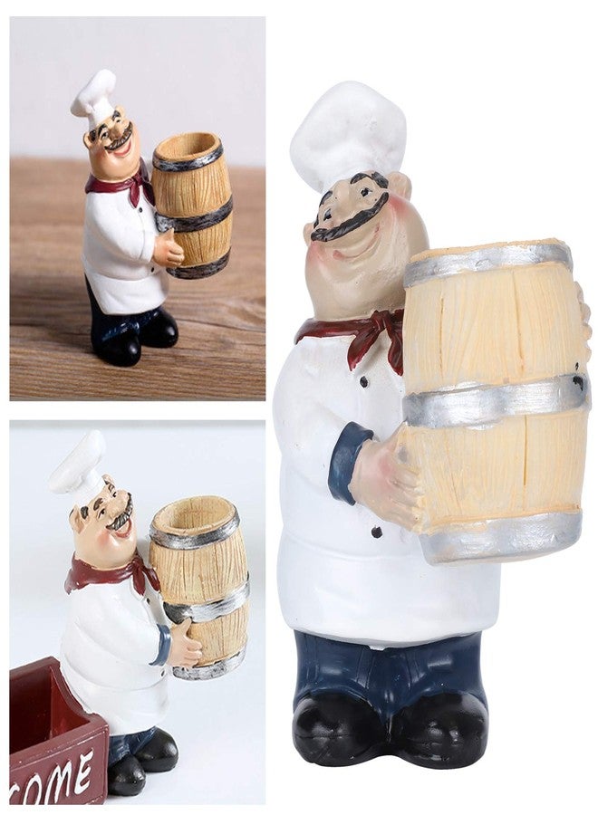 BORDSTRACT Chef Statue Figurine Ornaments, Resin Chef Statue Toothpick Holder, Nordic Barrel Figurine Resin Fat Chef Figures, Cute Chef Statue Kitchen Figurines Decor for Home Restaurant Pub Hotel Funny Gifts - Image 2