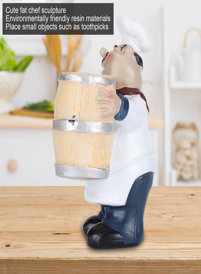 BORDSTRACT Chef Statue Figurine Ornaments, Resin Chef Statue Toothpick Holder, Nordic Barrel Figurine Resin Fat Chef Figures, Cute Chef Statue Kitchen Figurines Decor for Home Restaurant Pub Hotel Funny Gifts - Image 4