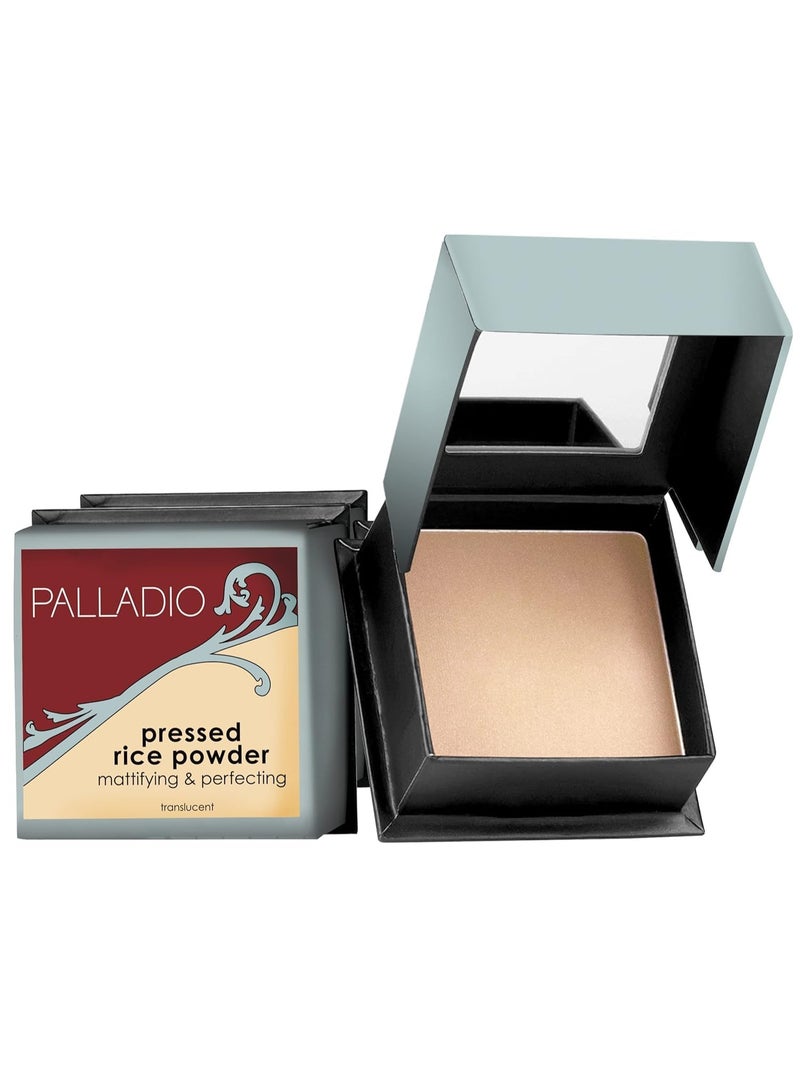 بالاديو بودرة الأرز المضغوطة مع مرآة، لتثبيت المكياج بلمسة مطفية، شفاف - Image 1