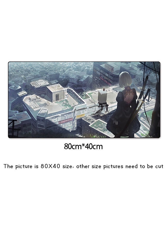Nier Automata Game Protagonist Collection Mouse Pad, Non-Slip Mousepad, Anime Mouse Pad,HD thermal transfer YoRHa No.2 Type B Large Mouse Pad, Extended Keyboard Mousepad with Non-Slip Base and Stitched Edge(40cm×80cm - 02)