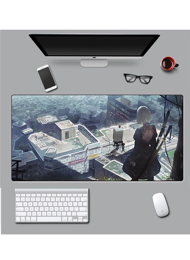Nier Automata Game Protagonist Collection Mouse Pad, Non-Slip Mousepad, Anime Mouse Pad,HD thermal transfer YoRHa No.2 Type B Large Mouse Pad, Extended Keyboard Mousepad with Non-Slip Base and Stitched Edge(40cm×80cm - 02)