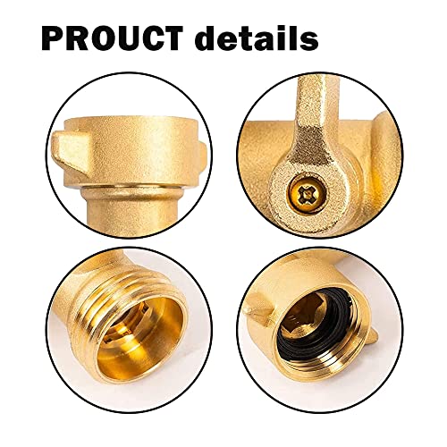 Xiny Tool 90 Degree Garden Hose Adapter with Shut Off Valves, 3/4" Solid Brass Garden Hose Elbow Connector with 4 Extra Pressure Washers, 2 Pack - Image 5